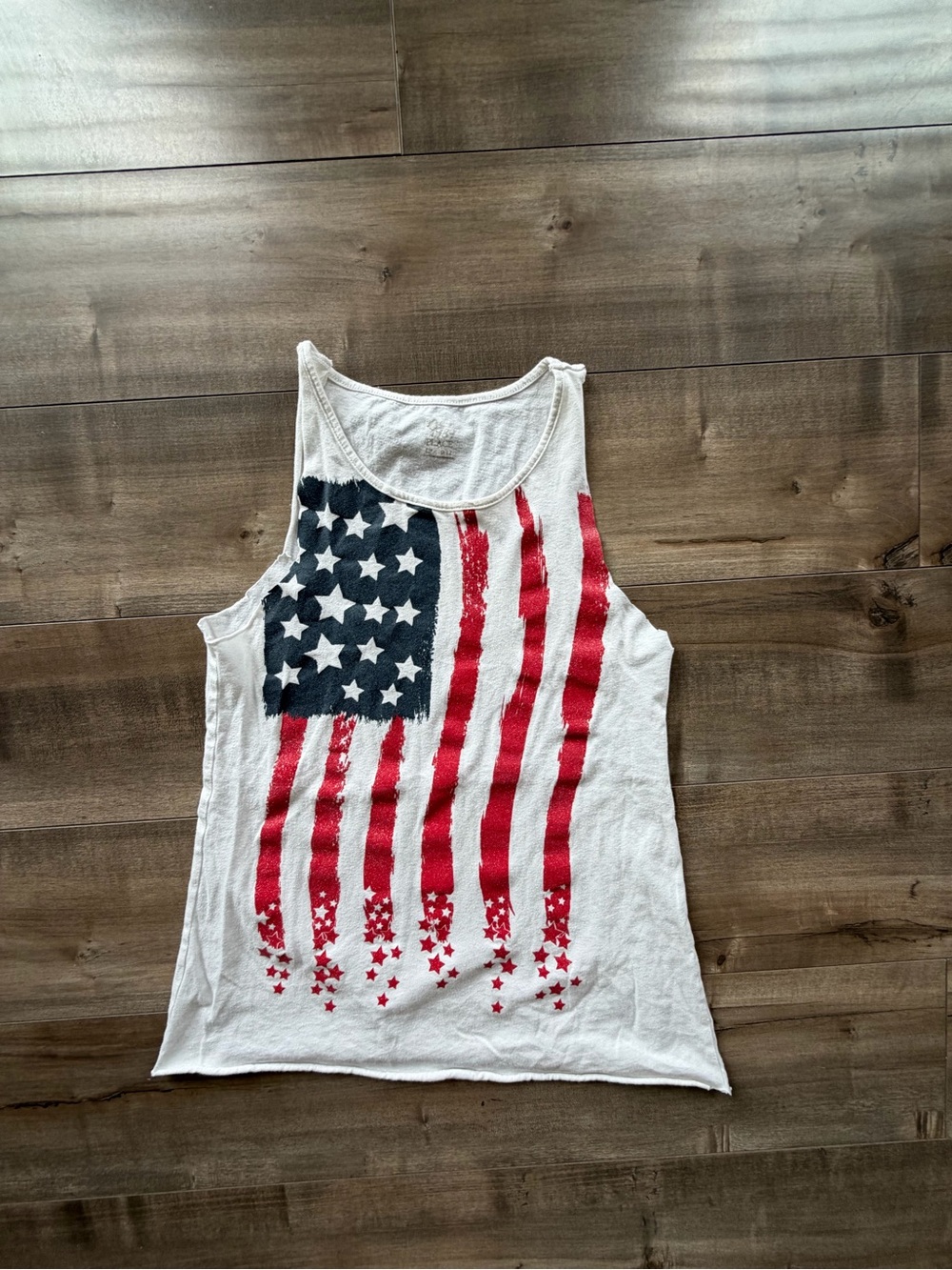 The Children's Place White Tank Top with Red Stripes & Navy Stars